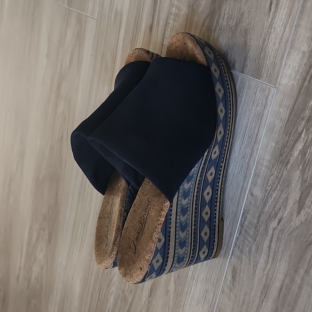 Lucky Brand Navy Wedge Sandals Size 7.5/8 - Picture 2 of 8